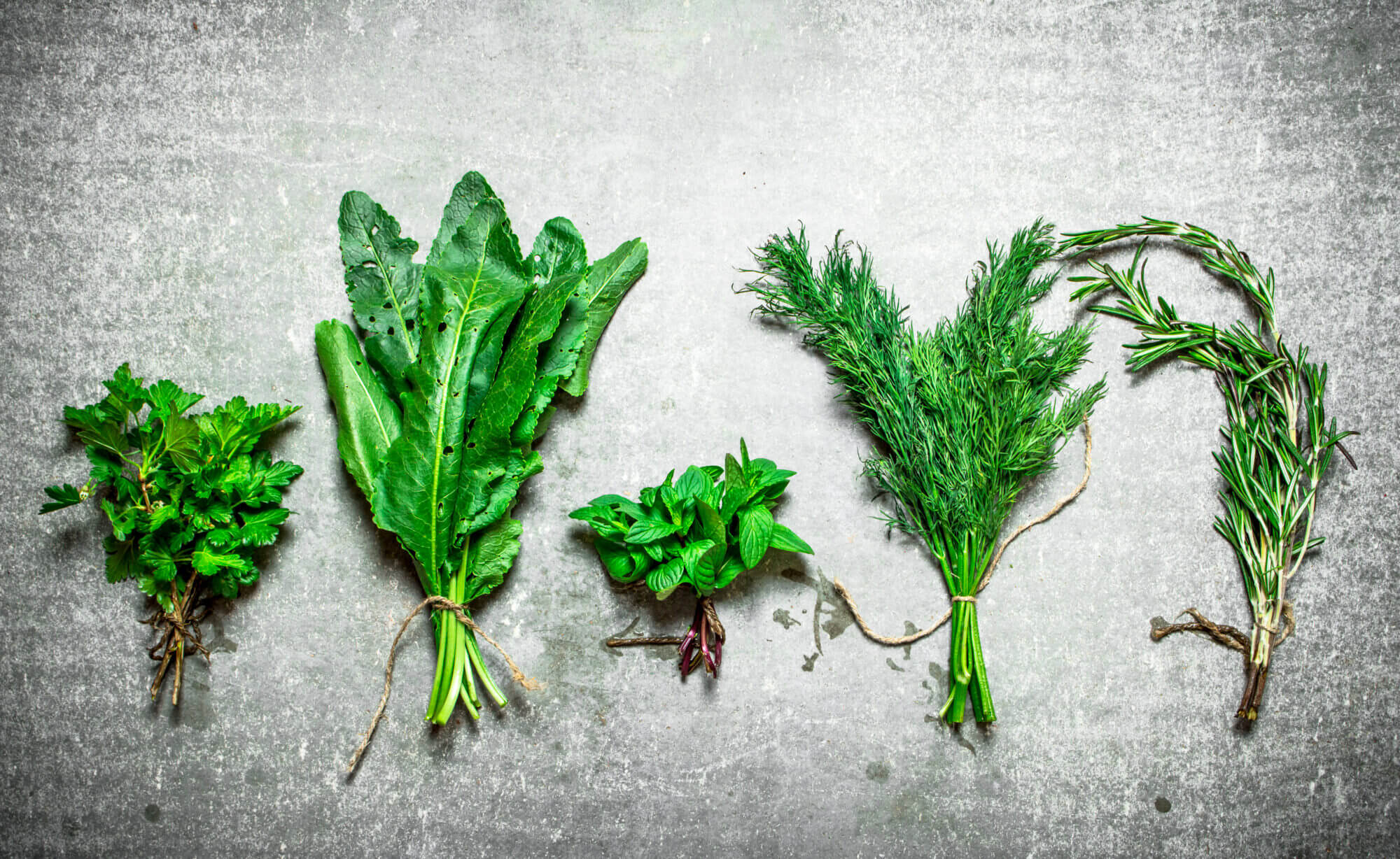 Bundles of different herbs.